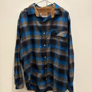 Legendary Men's Blue and Brown Plaid Shirt